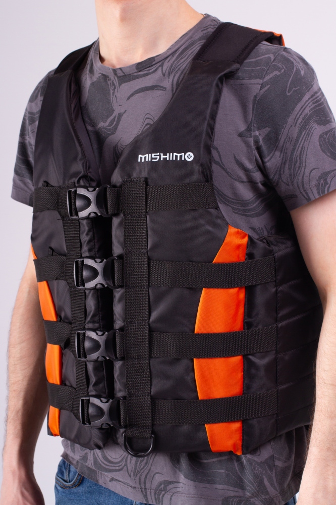 Жилет спасательный MISHIMO PRO Премиум качества Черно-оранжевый в Чите