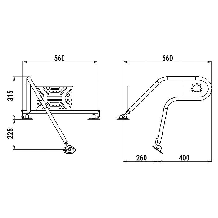 Стойка рулевая с креплением на баллон надувной лодки 25мм в Чите